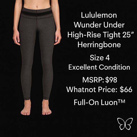 Lululemon Wunder Under Pant size 2 Giant Herringbone Black Gray NWT Brown Quilt - Picture 1 of 5